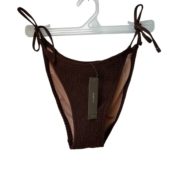 NWT J.Crew Smocked String Bikini Bottoms Brown Size Small - Picture 3 of 7